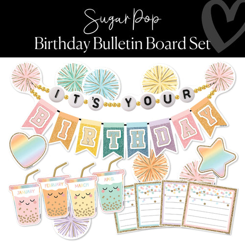 Sugar Pop Classroom Decor Collection Birthday Bulletin Board Set  by ULitho