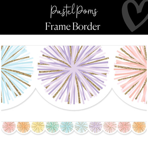 Rainbow Pom Border | Pastel Pom Frame Border | Pastel Classroom Decor |  Schoolgirl Style