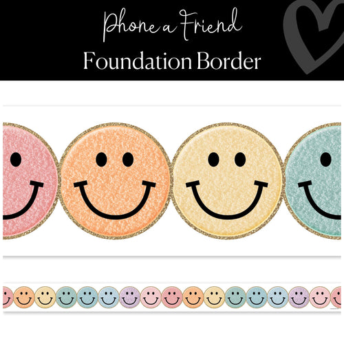 Rainbow Smiley Face Border Foundation Border Pastel Classroom Decor by Flagship