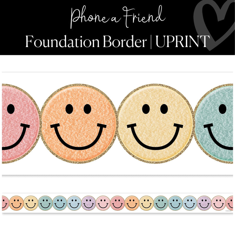 Printable Classroom Border Rainbow Smiley Face Border Phone and Friends by UPRINT