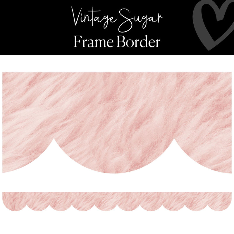 Retro Classroom Decor Textured Pink Scallop Border Frame Border by Flagship