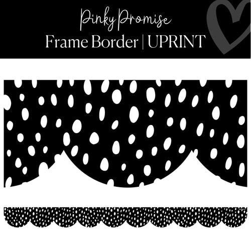 black with spotty white dots on scallop border