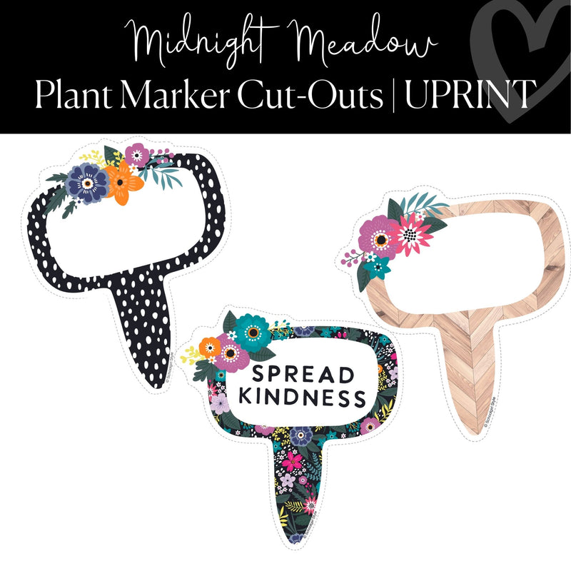 Printable Plant Marker Cut-Out Midnight Meadow Regular Classroom Cut-Out by UPRINT