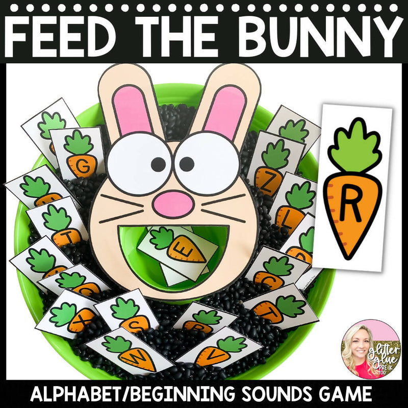 Feed the Bunny Alphabet and Beginning Sounds Game by Glitter and Glue and Pre-K Too