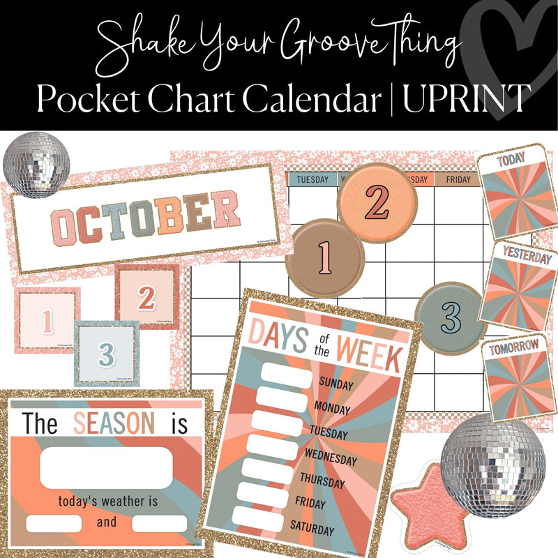 Pocket Chart Calendar | Groovy Classroom Decor | Schoolgirl Style pocket-chart-calendar-groovy-classroom-decor-schoolgirl-style