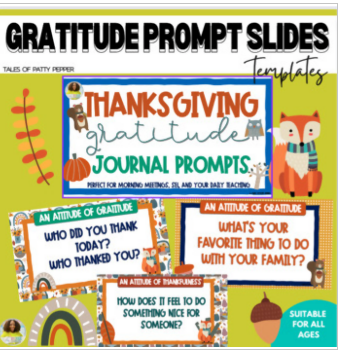Fall Google Slide Gratitude Slides | Printable Classroom Resource | Tales of Patty Pepper