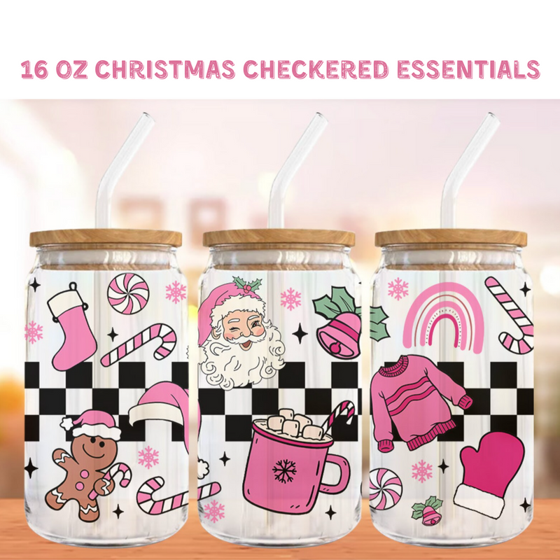 Christmas Checkered Essentials | Glass Can | Crafting by Mayra | Hey, TEACH!