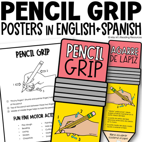 Pencil Grip Posters in English and Spanish by Miss M's Reading Resources