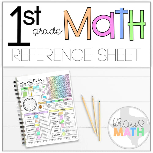 1st Grade Math Reference Sheet by Kraus Math