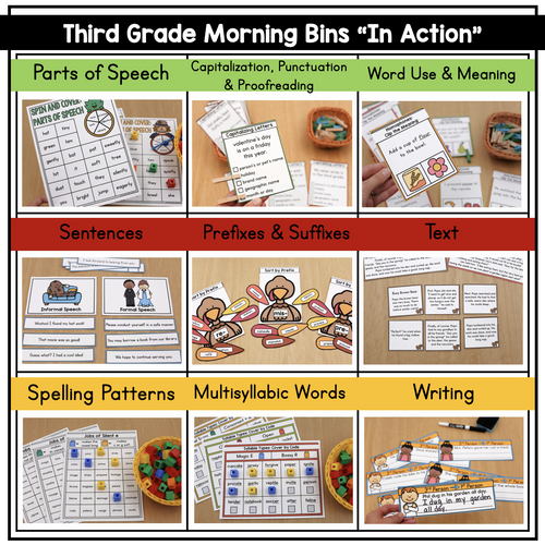 3rd Grade November Morning Bins | Printable Classroom Resource | The Moffatt Girls