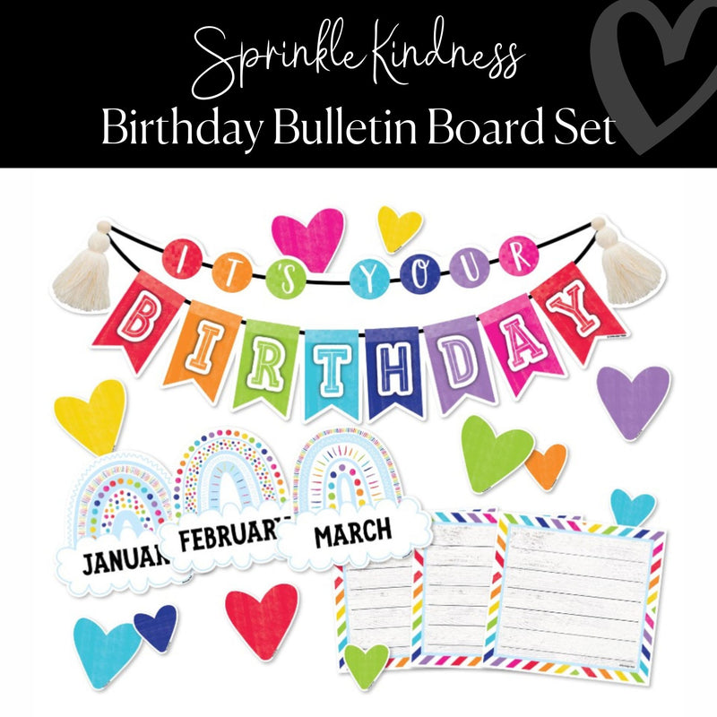Birthday Bulletin Board Set Rainbow Classroom Decor by ULitho