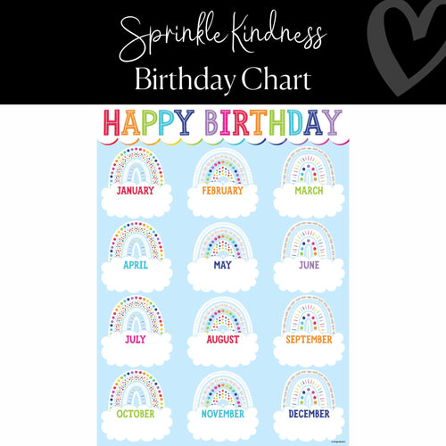 rainbow birthday chart with months to write student birthdays