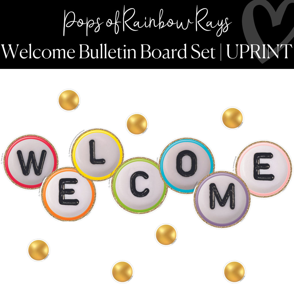 Friendship Bead Welcome Bulletin Board Set | Rainbow Classroom Decor |  UPRINT | Schoolgirl Style