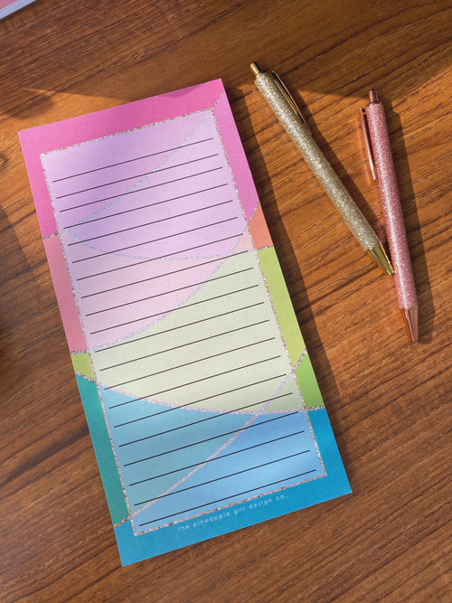 Rainbow Glitter Notepad by The Pinapple Girl Design Co.