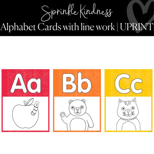 Printable Alphabet Poster with Line Work Classroom Decor Sprinkle Kindness by UPRINT