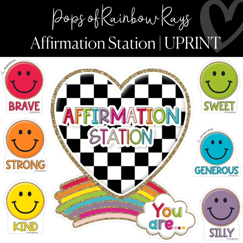 Affirmation Station UPRINT Pops of Rainbow Rays Classroom Decor  by UPRINT