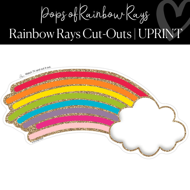 Printable Puff Rainbow Rays Cut-Out Pops of Rainbow Rays Regular and XL by UPRINT