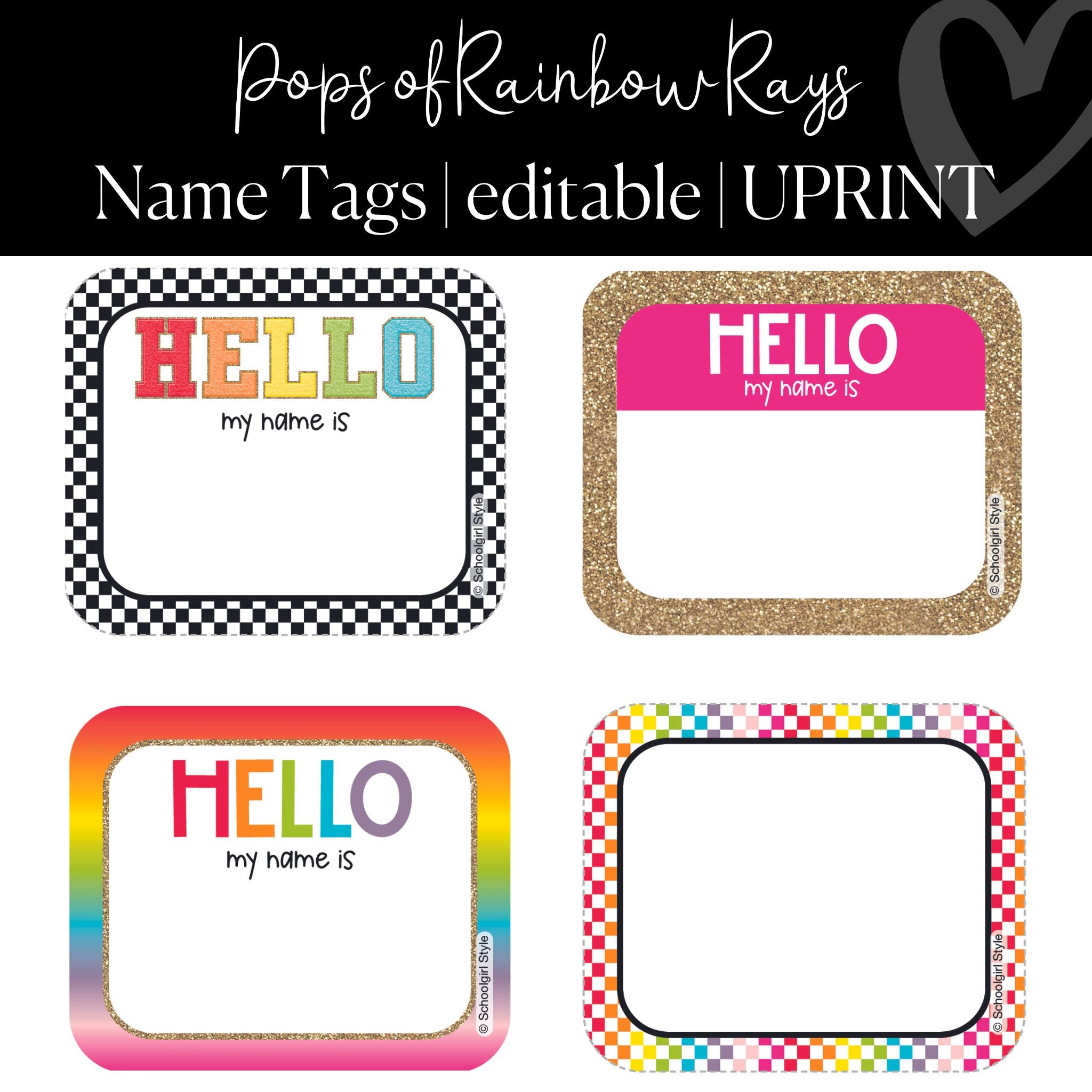 Editable and Printable Name Tags | Pops of Rainbow Rays Classroom Deco – Schoolgirl Style Editable and printable name tags | pops of rainbow rays classroom deco – schoolgirl style