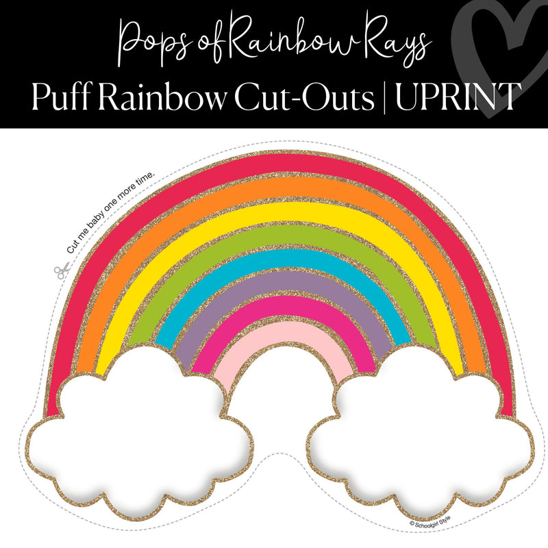 Printable Puff Rainbow Cut-Out Pops of Rainbow Rays Regular and XL by UPRINT