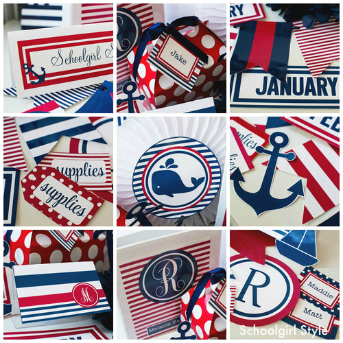 Preppy Nautical Red and Navy Blue - Full Collection {UPRINT}