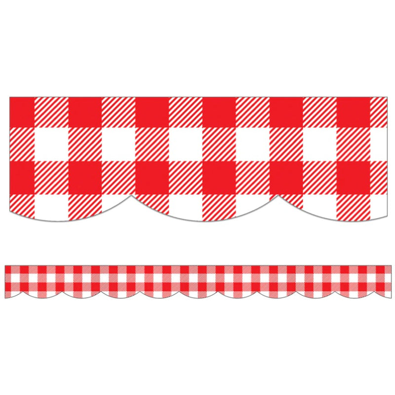 Red and White Gingham Classroom Bulletin Board Border By CDE