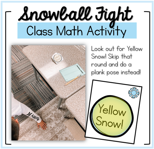 Snowball Fight! Math Activity Addition, Subtraction, Division, Multiplication | Printable Classroom Resource | Mrs. Munch's Munchkins