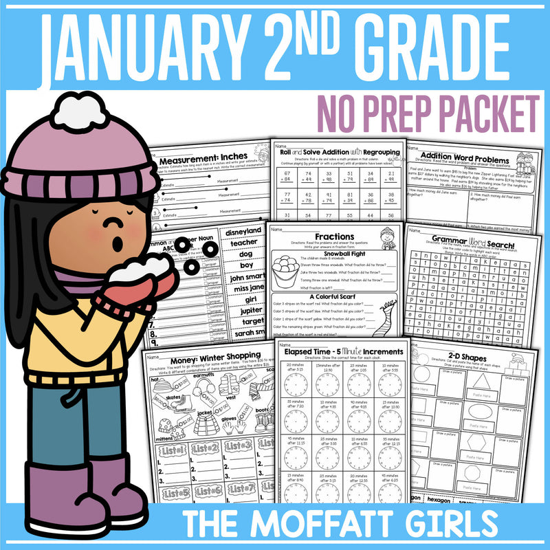 January 2nd Grade No Prep Packet by The Moffatt Girls