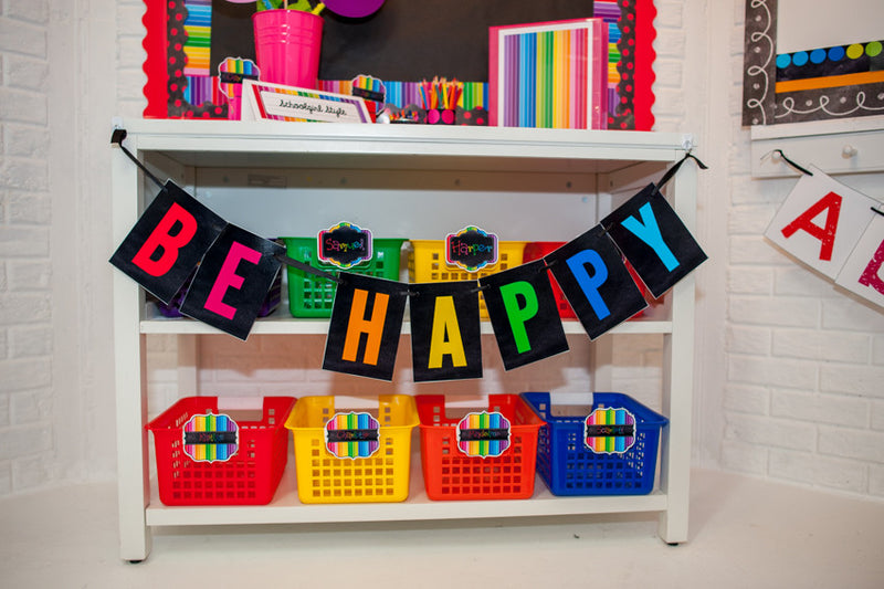 "Be Happy" Banner Happy Rainbow by UPrint
