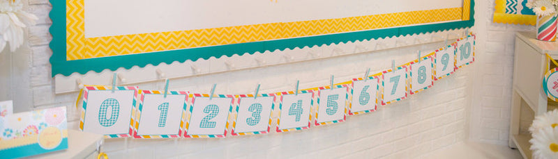 Large Number Pennant Banner Hello Sunshine Coral by UPRINT