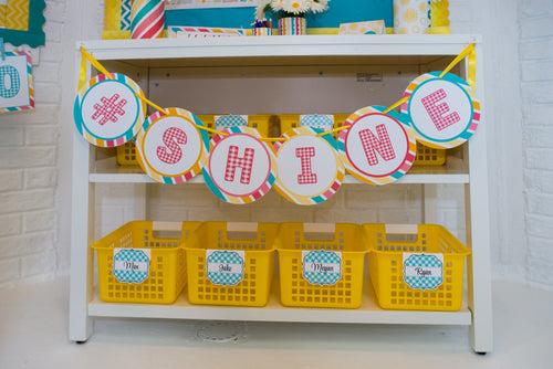 Happy Shine Banner Circle Letters Hello Sunshine Coral by UPRINT