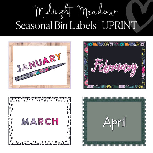 midnight meadow seasonal bin labels