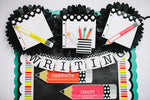 The Writing Process | Classroom Mini Bulletin Board Set | Black, White and Stylish Brights | Schoolgirl Style