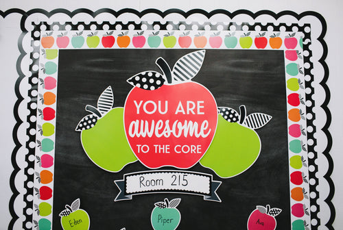 "You are Awesome to the Core" Door Décor Bulletin Board Set| Black, White & Stylish Brights|UPRINT|Schoolgirl Style
