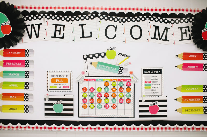 Calendar Bulletin Board Set | Black, White & Stylish Brights | UPRINT – Schoolgirl Style Calendar bulletin board set | black, white & stylish brights | uprint – schoolgirl style
