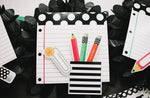 Notebook Paper and Pencils Cut-Outs | Black, White and Stylish Brights | UPRINT | Schoolgirl Style