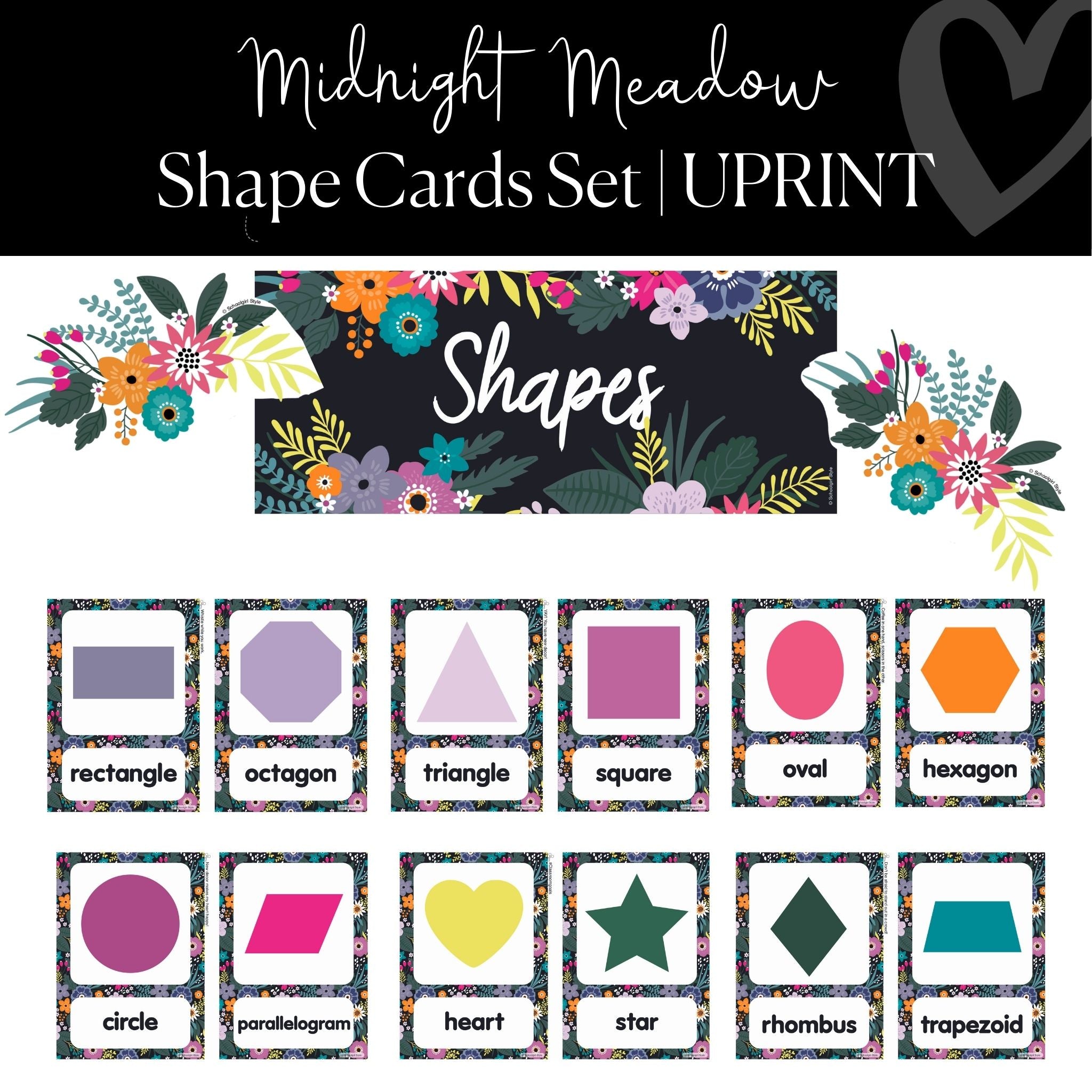 Printable Number Cards Bulletin Board Set | Floral Classroom Decor | UPRINT  | Midnight Meadow | Schoolgirl Style