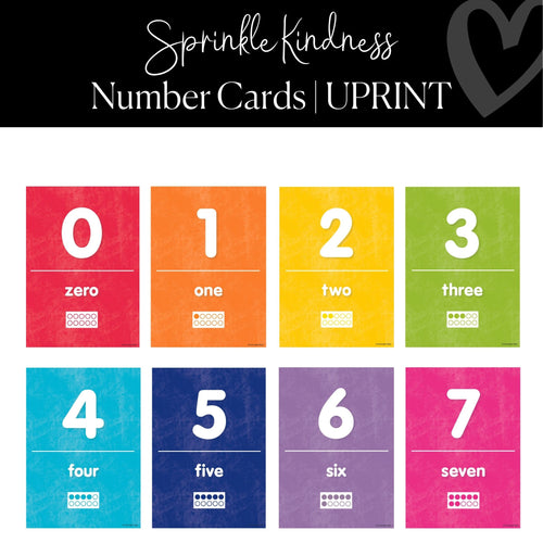 Printable Number Card Bulletin Board Set Classroom Decor Sprinkle Kindness by UPRINT