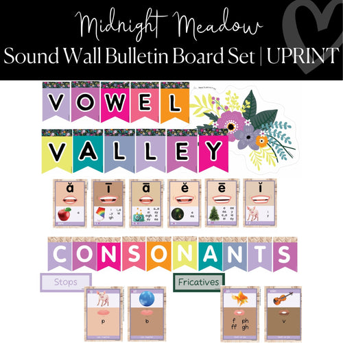 printable rainbow and floral sound wall set