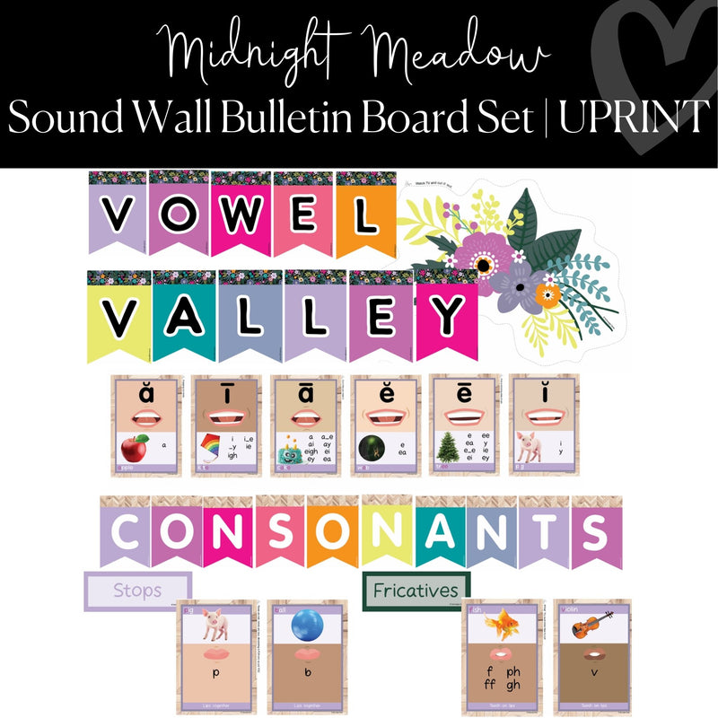 Printable Sound Wall Classroom Decor Midnight Meadow by UPRINT