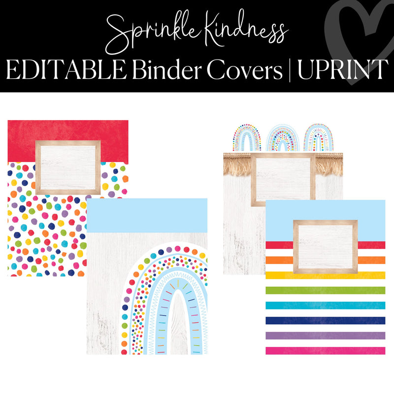 Editable and Printable Binder Covers and Spines Classroom Decor and Organization Sprinkle Kindness by UPRINT 