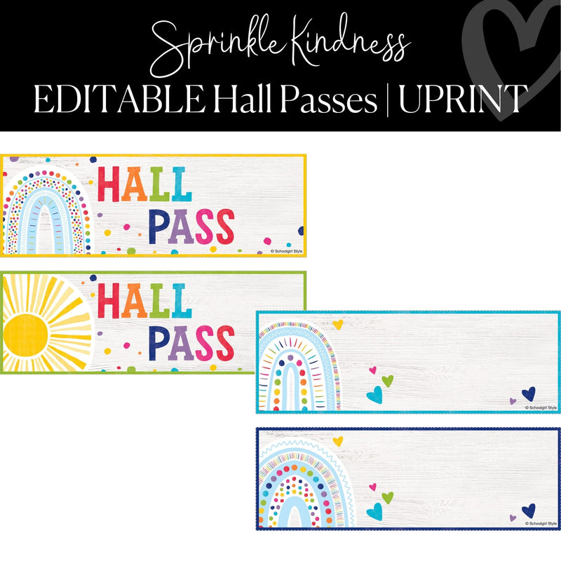 Hall Passes | Rainbow Classroom Decor | UPRINT | Schoolgirl Style