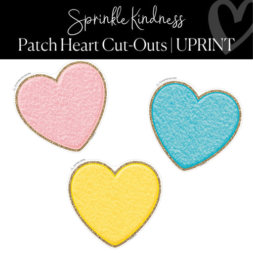 Printable Patch Heart Cut-Out Rainbow Classroom Decor Sprinkle Kindness Regular and XL by UPRINT