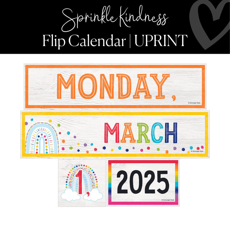 Printable Flip Calendar Classroom Decor Sprinkle Kindness by UPRINT