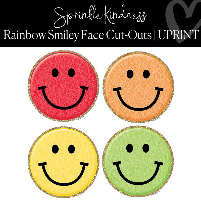 Printable Smiley Face Cut-Out Sprinkle Kindness Regular and XL Classroom Decor by UPRINT