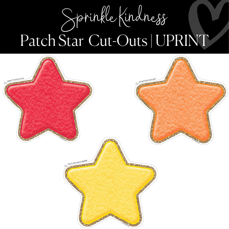 Printable Patch Star Cut-out Rainbow Classroom Decor Sprinkle Kindness Regular and XL by UPRINT