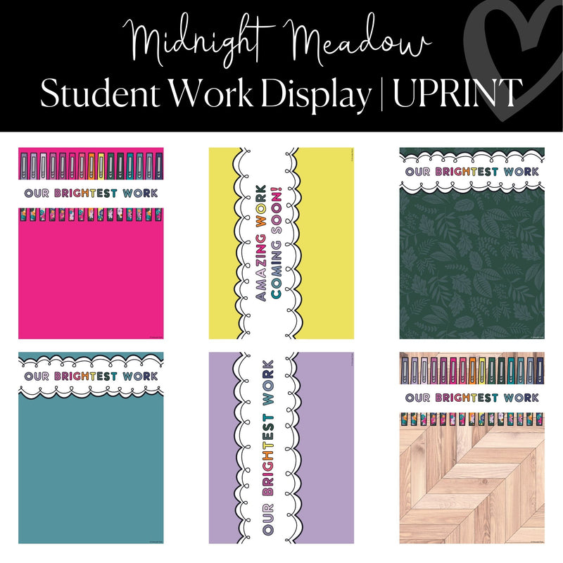 Printable Student Work Display Set Midnight Meadow by UPRINT