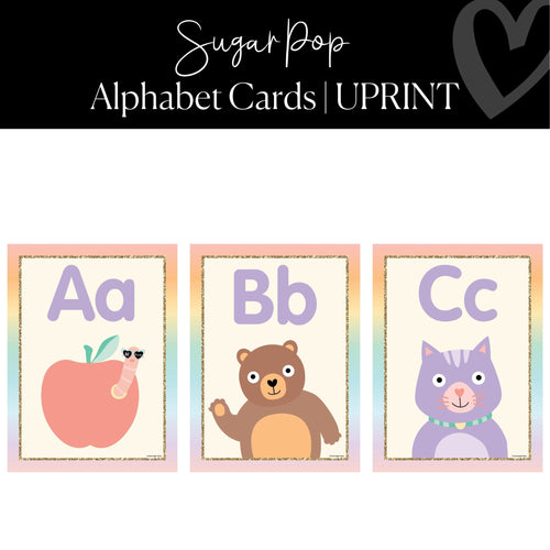 Printable Alphabet Poster with Images Classroom Decor Sugar Pop by UPRINT