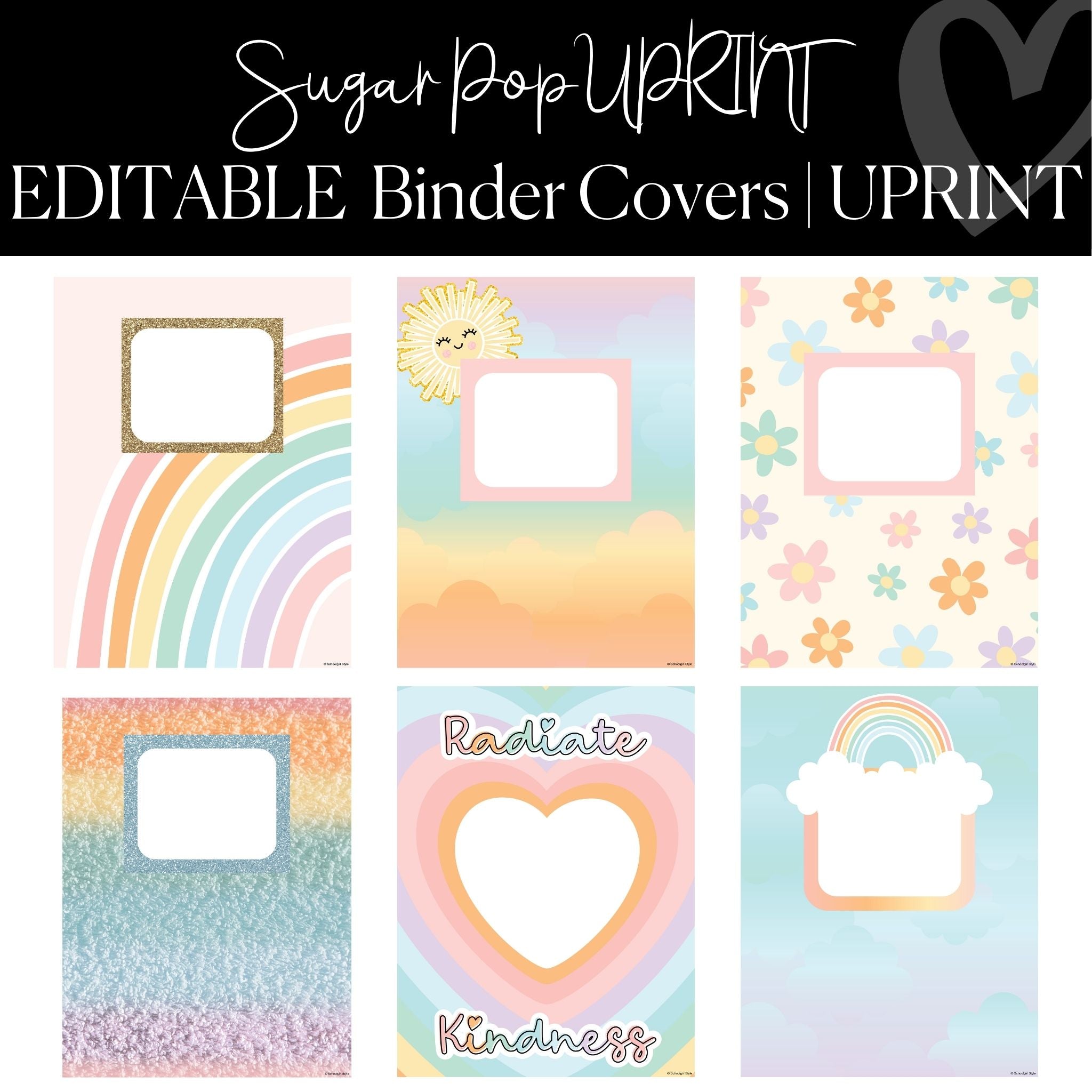 Printable Binder Inserts Pastel Boho Student Binder Cover I Classroom