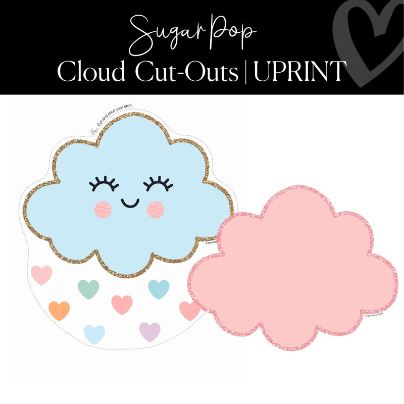 Printable Cloud  Cut-Out Sugar Pop Regular and XL Classroom Cut-outs by UPRINT