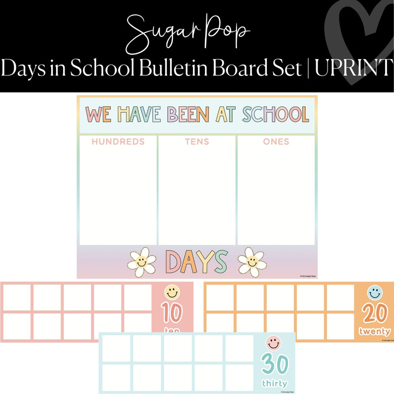 Printable Days in School Chart Classroom Decor Sugar Pop by UPRINT